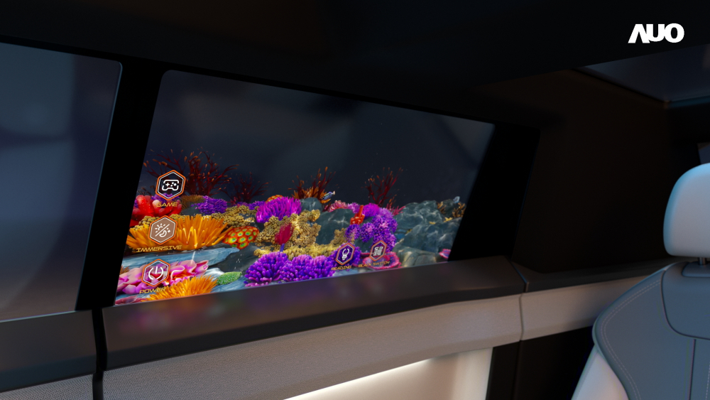 AUO&rsquo;s In-vehicle Computing solution powers the XR Interactive Window, enabling passenegers to play virtual augmented reality games. In the future, the application could allow passengers to select specific objects outside the vehicle through the side windows, to obtain more information about them